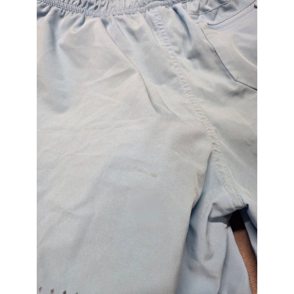 Kids Light Blue Athletic Shorts with Pink Logo - Picture 8 of 11